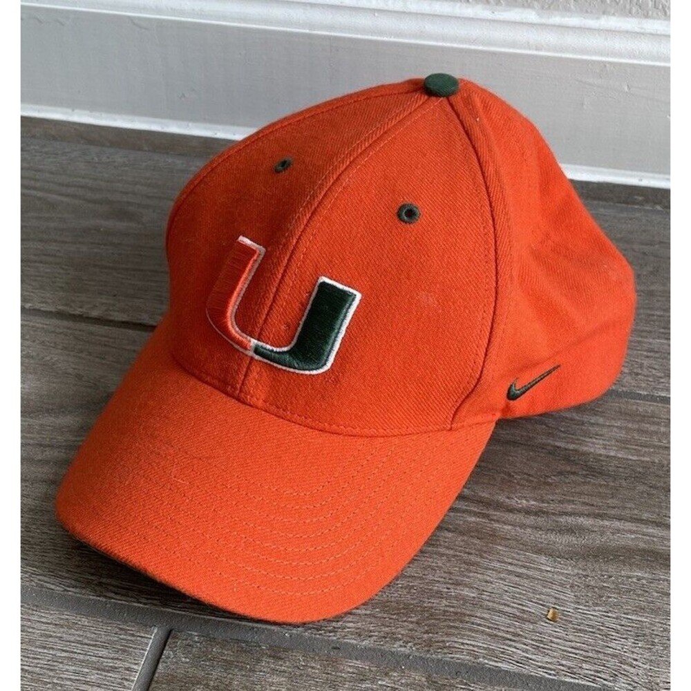 VINTAGE Nike team Miami Hurricanes Hat Cap snapback One Size Orange